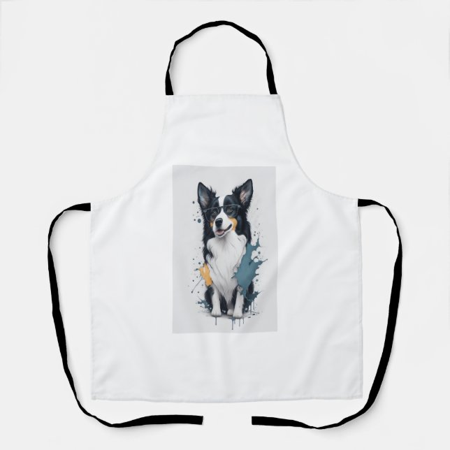 A cute dog Border Collie  Apron (Front)