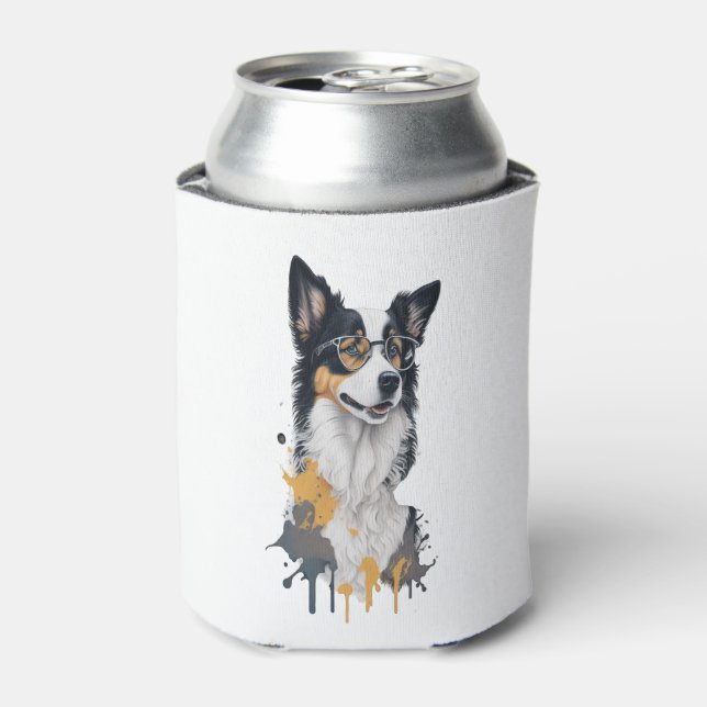 A cute dog Border Collie Can Cooler (Can Front)