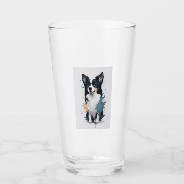 A cute dog Border Collie  Glass (Front)