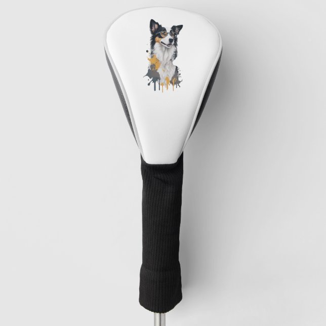 A cute dog Border Collie Golf Head Cover (Front)