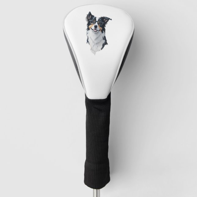 A cute dog Border Collie Golf Head Cover (Front)