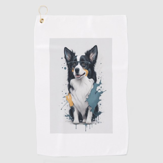 A cute dog Border Collie  Golf Towel (Front)