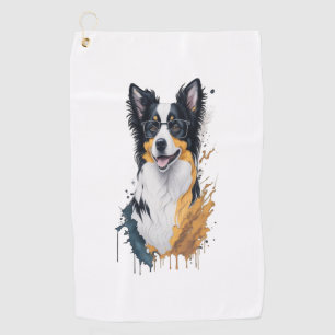 A cute dog Border Collie Golf Towel