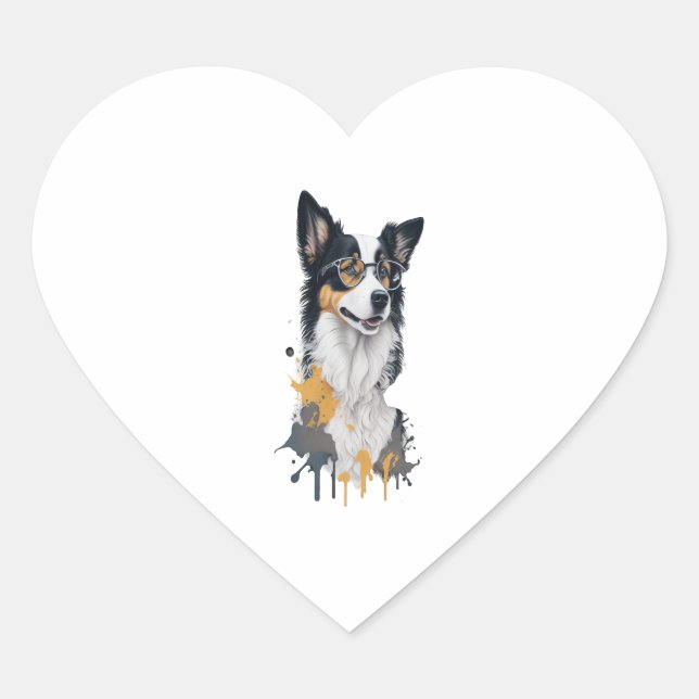 A cute dog Border Collie Heart Sticker (Front)