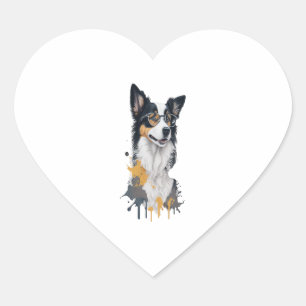 A cute dog Border Collie Heart Sticker