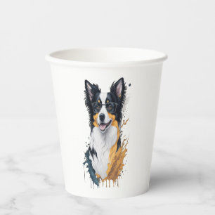 A cute dog Border Collie Paper Cups