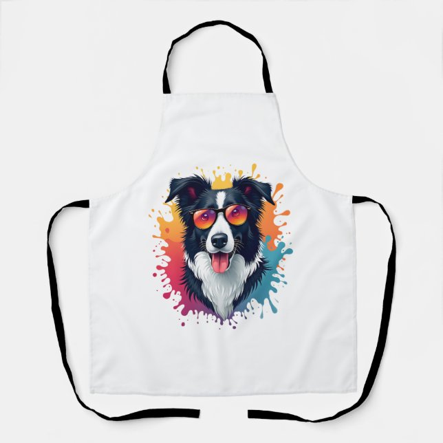 A cute dog Border Collie [RB#10009]  Apron (Front)