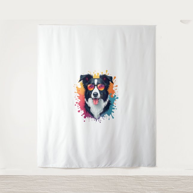 A cute dog Border Collie [RB#10009]  Tapestry (Front)