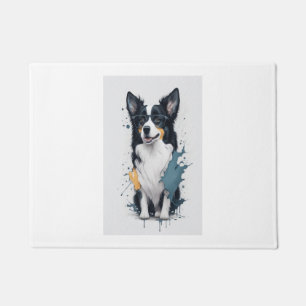 A cute dog Border Collie [RB#10011]  Doormat