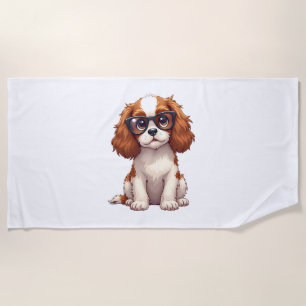 A cute dog King Charles Spaniel Beach Towel