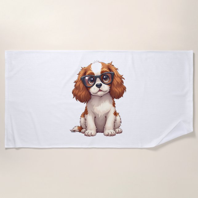 A cute dog King Charles Spaniel  Beach Towel (Front)