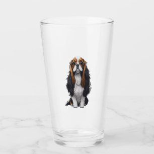 A cute dog King Charles Spaniel  Glass