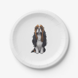 A cute dog King Charles Spaniel  Paper Plate