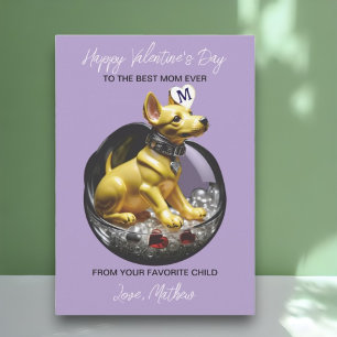  A cute dog on a Valentine's Day card, Holiday Card