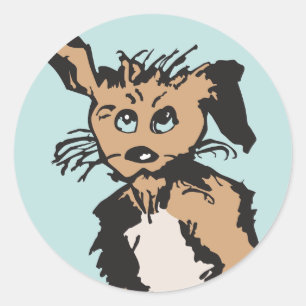 A Cute Dog With Blue Puppy Eyes Classic Round Sticker