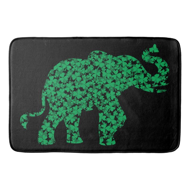 a cute elephant made up of shamrocks bath mat (Front)