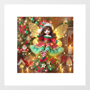 A cute fairy on Xmas tree colourful design