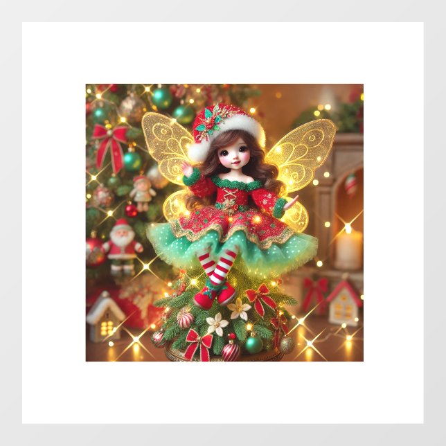 A cute fairy on Xmas tree colourful design  (Sheet)