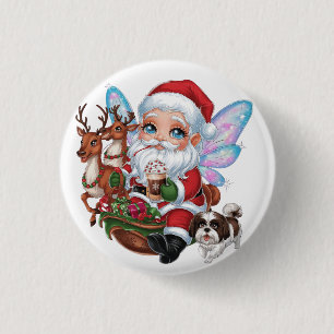 A cute fairy Santa Claus with shining 3 Cm Round Badge
