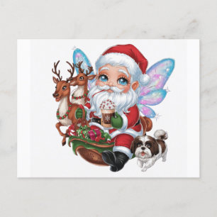 A cute fairy Santa Claus with shining Postcard
