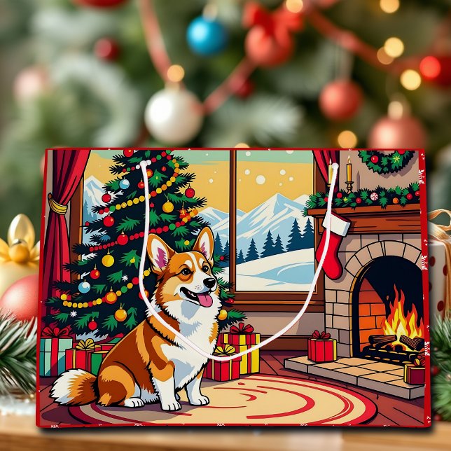 A Cute Festive Corgi Christmas Large Gift Bag (Creator Uploaded)