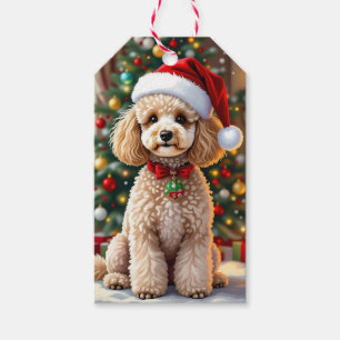 A Cute Festive Poodle Christmas Gift Tags