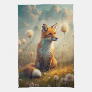 A Cute Forest Red Fox Tea Towel