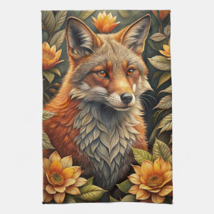 A Cute Forest Red Fox Tea Towel