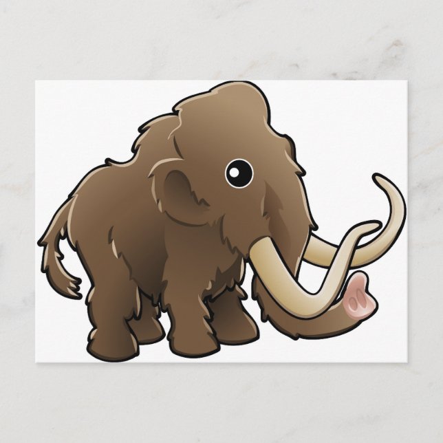 A cute friendly woolly mammoth postcard (Front)
