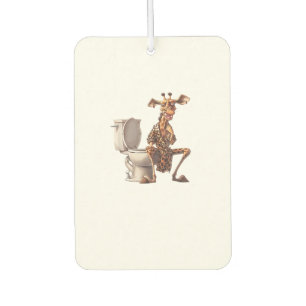 A Cute Giraffe In Pyjamas Sitting On A Toilet Car Air Freshener