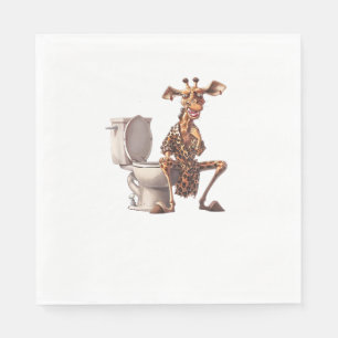 A Cute Giraffe In Pyjamas Sitting On A Toilet Napkin