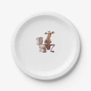 A Cute Giraffe In Pyjamas Sitting On A Toilet Paper Plate