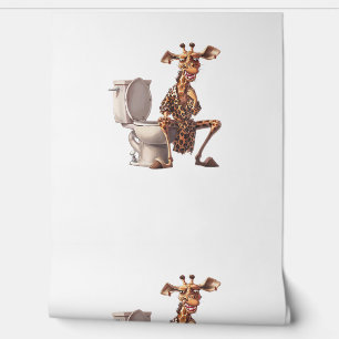 A Cute Giraffe In Pyjamas Sitting On A Toilet Wallpaper