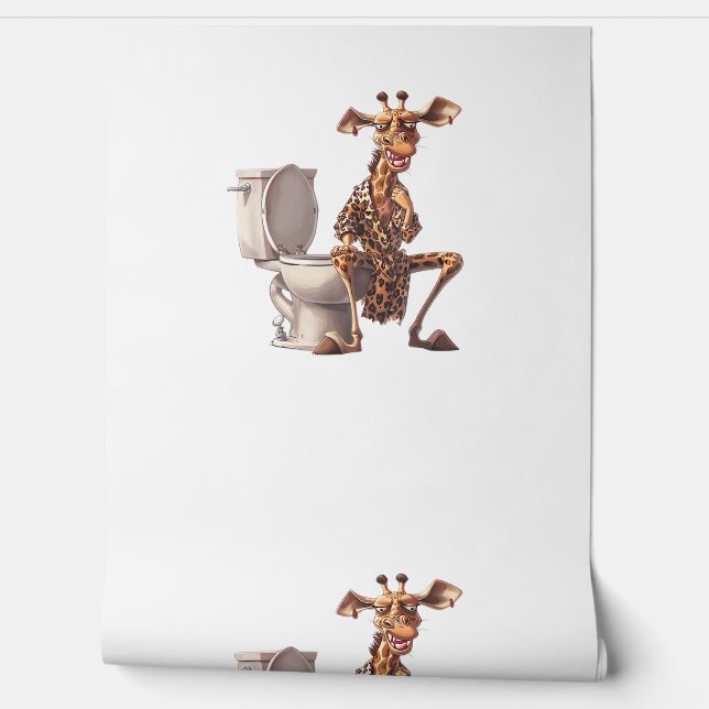 A Cute Giraffe In Pyjamas Sitting On A Toilet  Wallpaper (Unrolling)