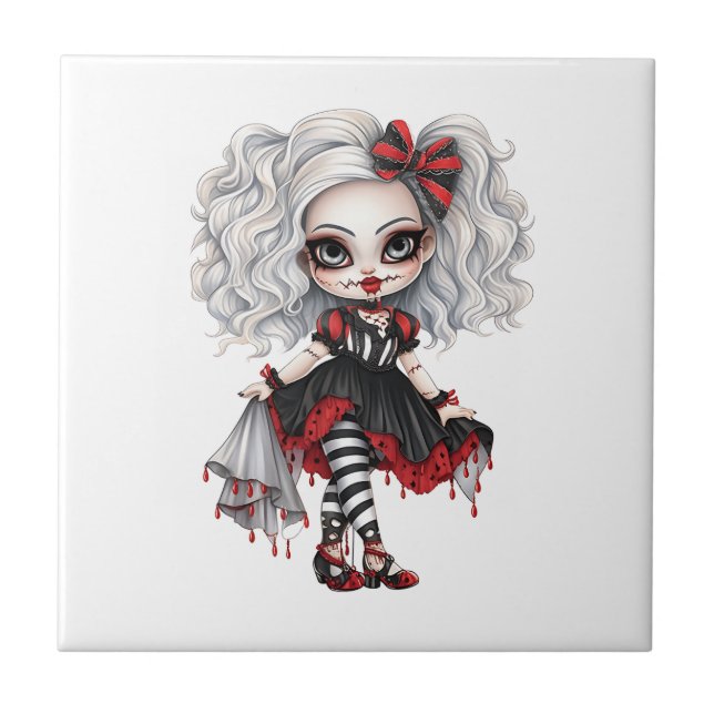A Cute Girl Halloween Design Collection 7 Tile (Front)