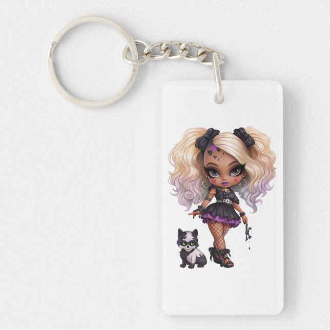 A Cute Girl Halloween Design Collection 8 Key Ring (Front)