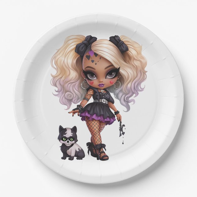 A Cute Girl Halloween Design Collection 8 Paper Plate (Front)