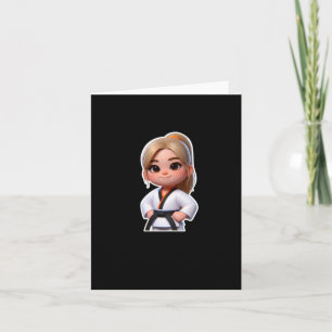 A Cute Girl In Taekwondo Sport Sticker Card