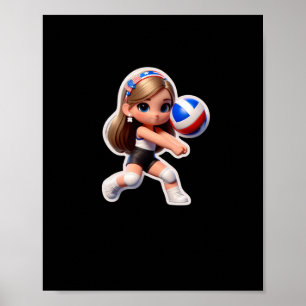 A Cute Girl Volleyball Sport Sticker Poster