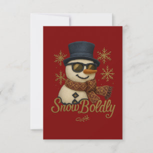 A cute glittery snowman thank you card