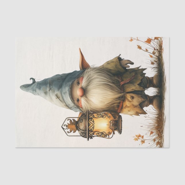 A Cute Gnome with Lantern Tissue Paper (Front)