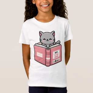 A cute grey and pink kitten is sitting inside T-Shirt