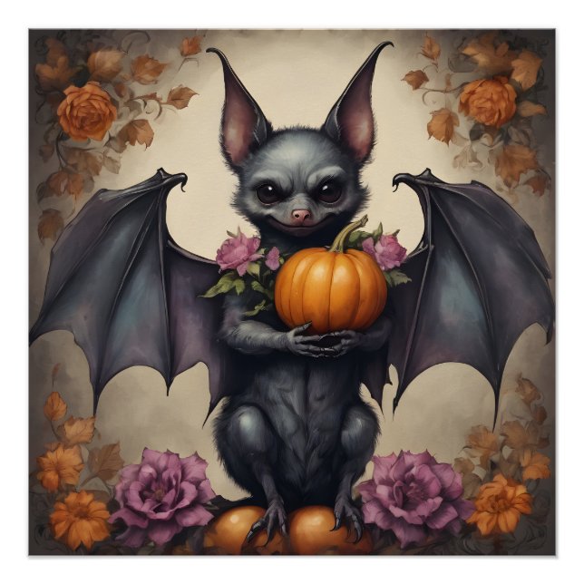 A Cute Halloween Bat hb2 Glossy Poster (Front)