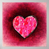A Cute Hand Drawn Pink Heart on a Grunge Texture