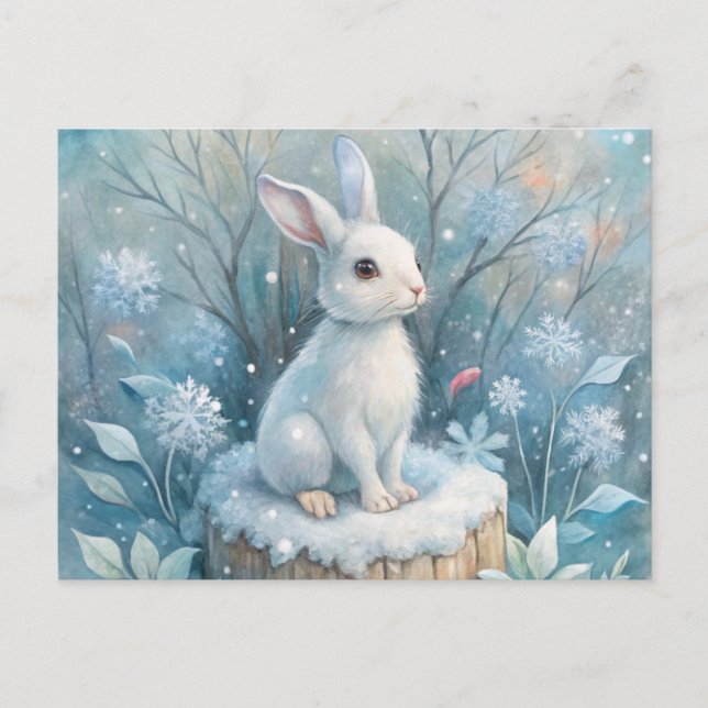 A Cute Hare in Winter Postcard (Front)