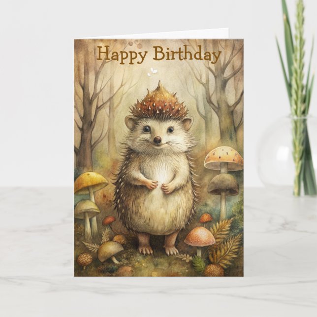 A Cute Hedgehog in Forest Card (Front)