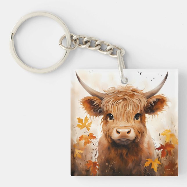 A Cute Highland Cow Series Design 1 Key Ring (Front)