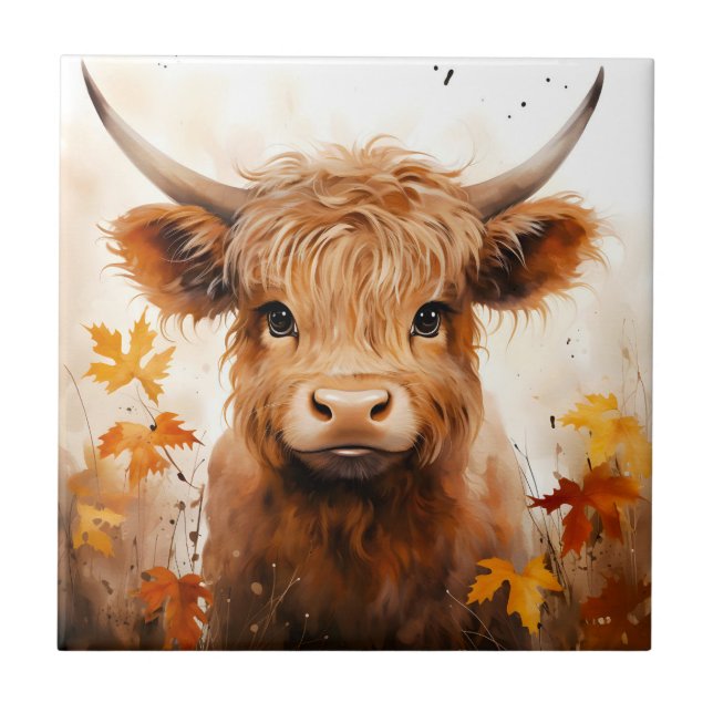 A Cute Highland Cow Series Design 1 Tile (Front)