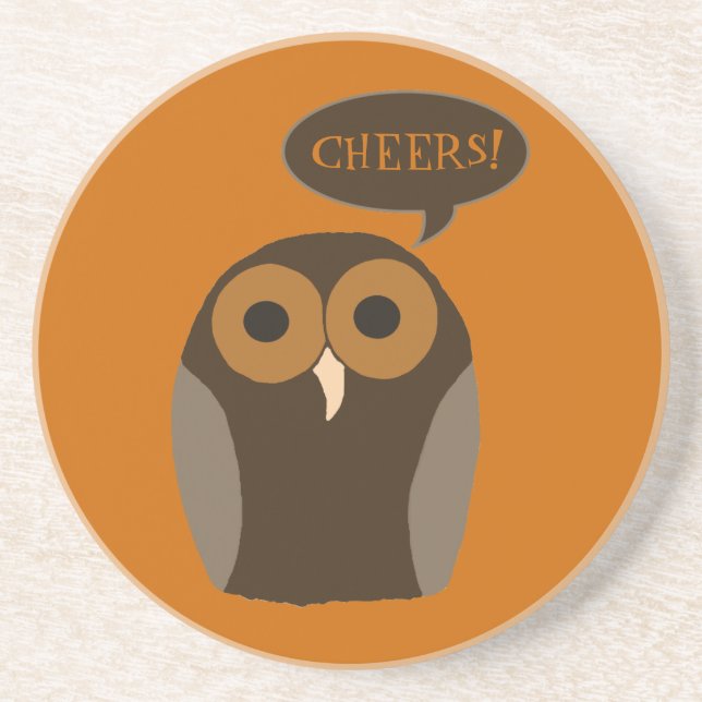 A Cute Hoot Owl Customisable Coaster (Front)
