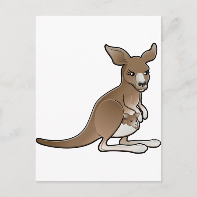 A cute kangaroo with a joey in its pouch postcard (Front)